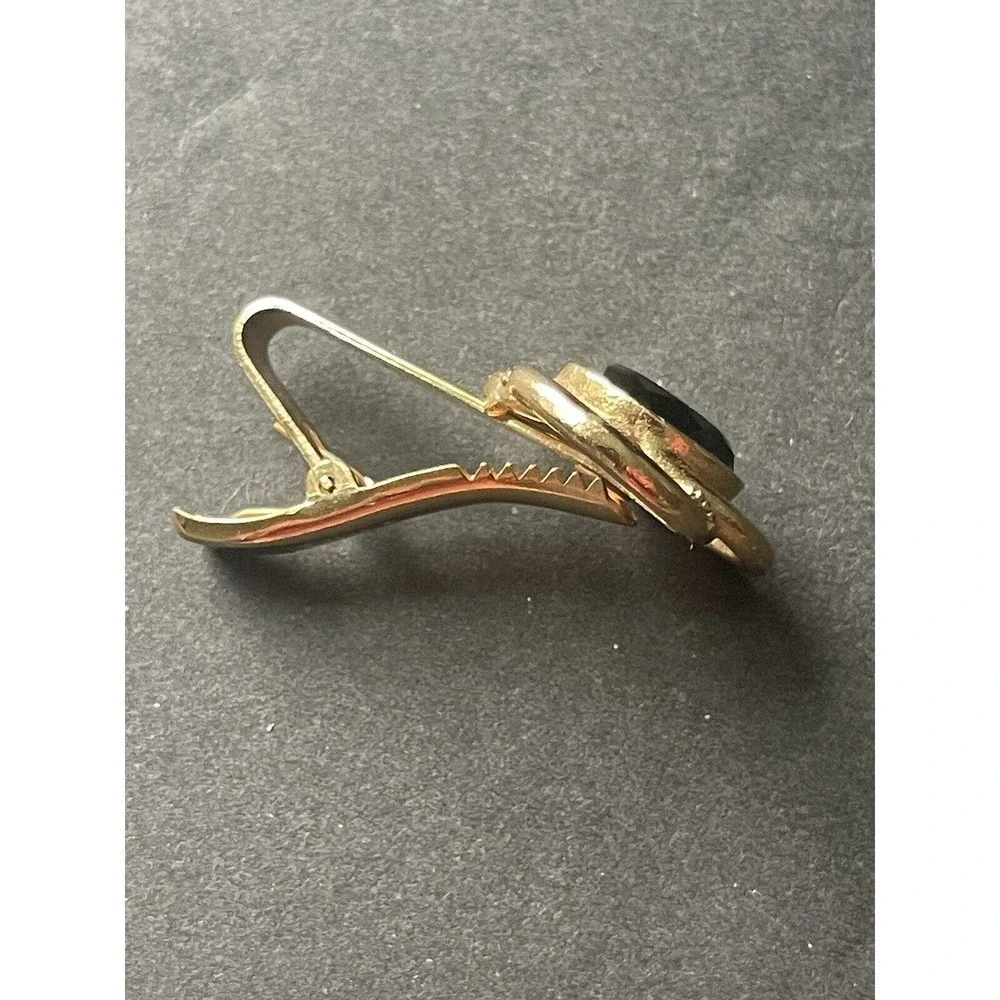 VINTAGE GOLD TONE EMMONS BLACK STONE TIE CLASP/CLIP MINIMALIST RETRO OFFICE